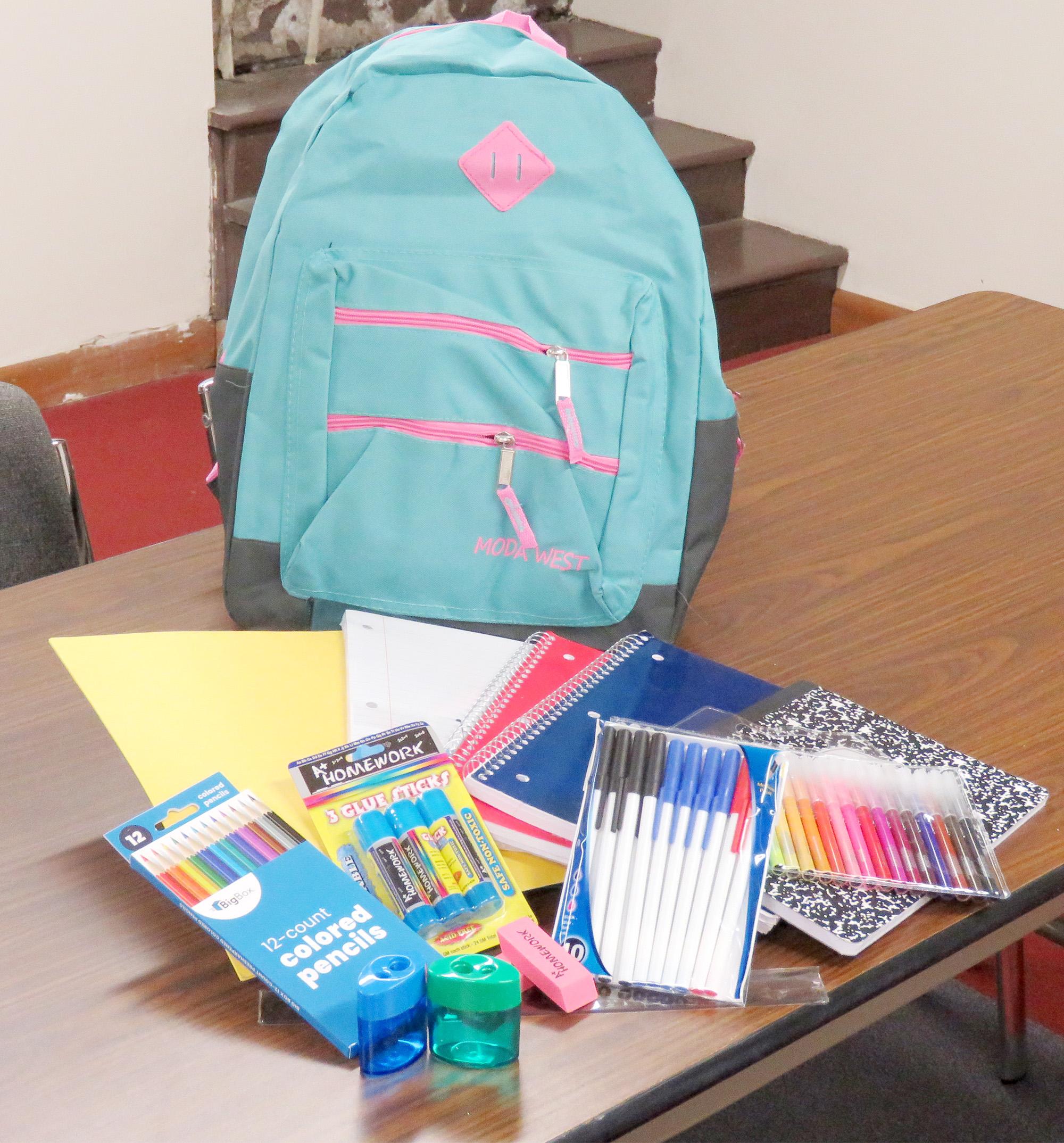 School supplies and a backpack