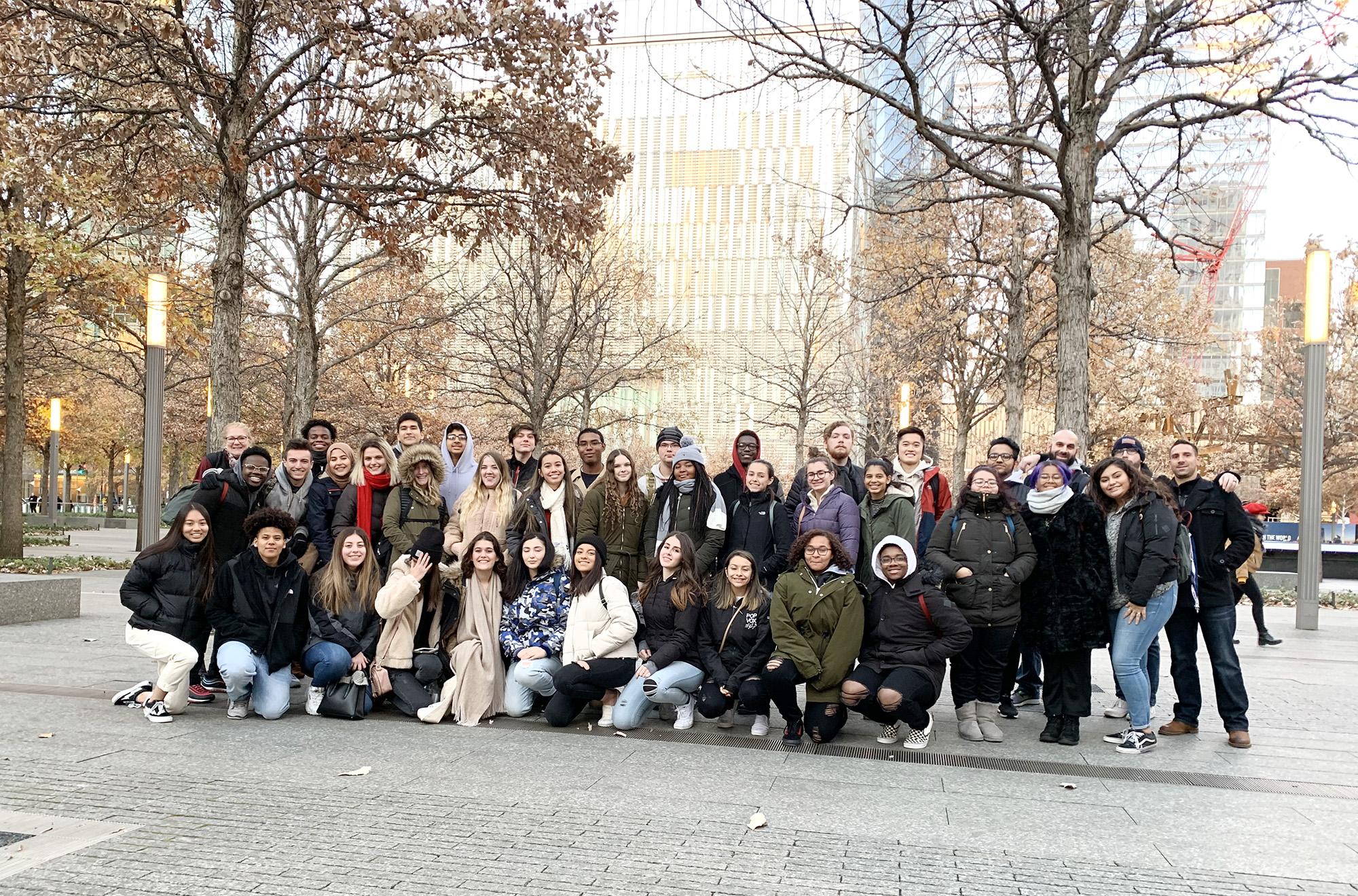 A photo of every student and chaperone outside of the 9/11 Memorial/Museum 